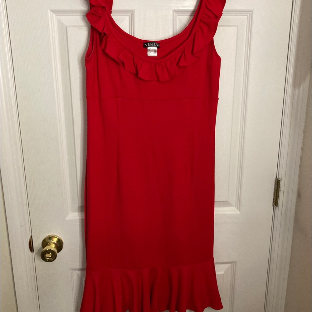 VENUS Ruffle RED OFF THE SHOULDER Bodycon Dress